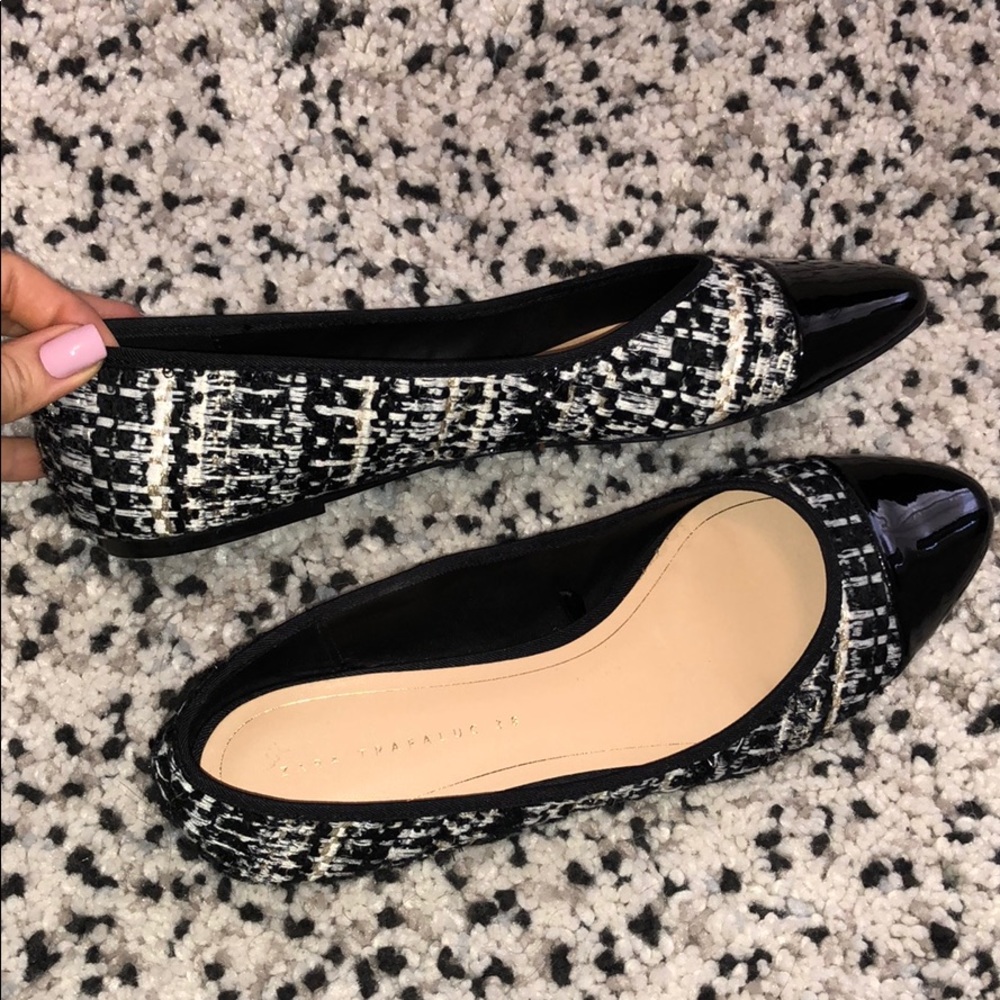 ZARA TRF capped toe ballet flats